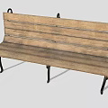 Wooden Slatted Outdoor Bench With Black Metal Legs Classic Design For Garden Patio