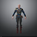 Detailed 3D Male Character Model With Blue Top Gray Pants And Red Boots