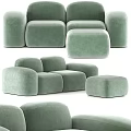 Light Green Velvet Modern Sectional Sofa With Modular Design And Ottoman Seats