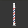 Red White Blue Striped Furniture Column With White Sphere Top And Silver Base