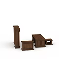 Sturdy Wooden Office Furniture Setup With Desk Bookcase And Side Table