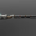Futuristic Sci Fi Weapon With Long Handle Black Metal Structure And Blue Glowing Blade 3d model