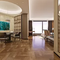 Hotel Guest Room Interior With King Size Bed Sofa TV And Floor To Ceiling Windows