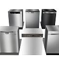 Various Styles Of Kitchen Dishwashers With Stainless Steel And Black Finishes