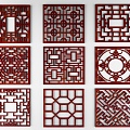 Chinese-style carved partition for window grilles 3d model