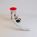 Fun Outdoor Playground Equipment With Red Canopy Slide Climbing Frame And Seats
