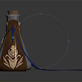 Decorative Bottle With Brown Leather Embossed Strap And Metallic Finish