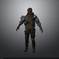 Detailed 3D Cyberpunk Character Model With Blue Jacket Mechanical Arm And Braided Hair