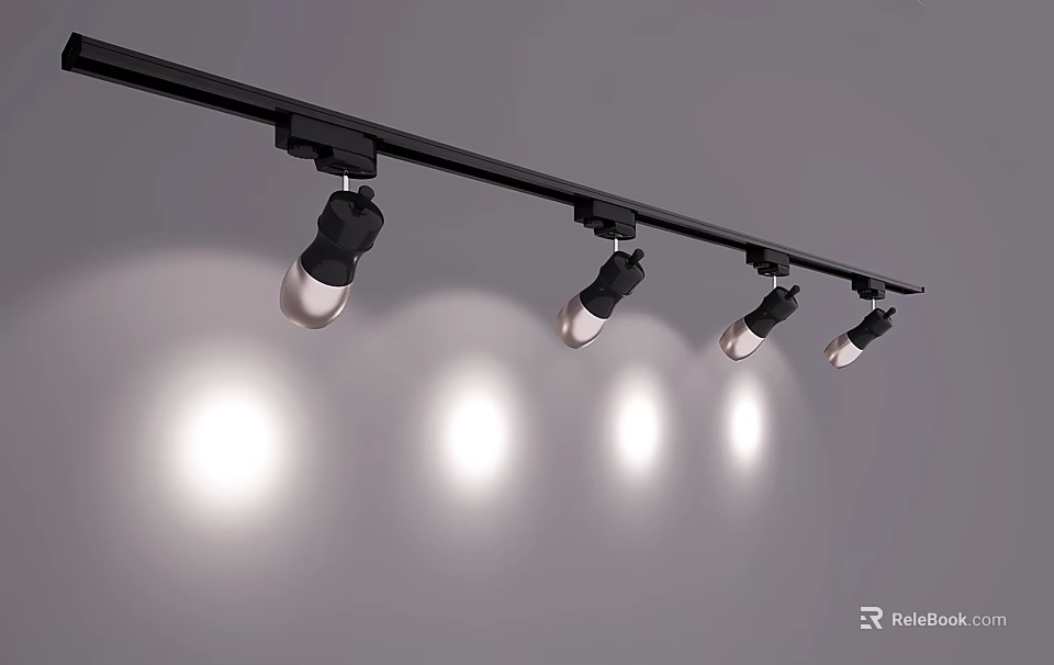 Multiple Black Track Spotlights With Bright Illumination For Modern Interiors 3d model 