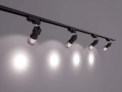 Multiple Black Track Spotlights With Bright Illumination For Modern Interiors 3d model