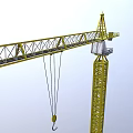 Yellow Tower Crane With Steel Boom Mast And Hanging Hook Structure