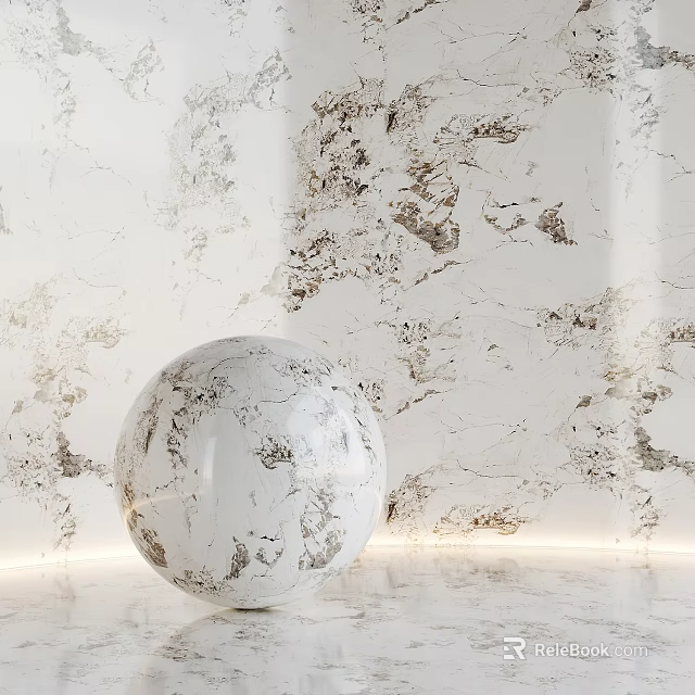 Marble Textured Wall Floor With Spherical Decor 3d model 