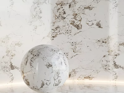 Marble Textured Wall Floor With Spherical Decor 3d model