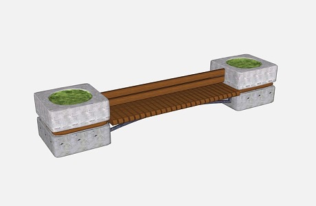 Bench with flower pool 3d model