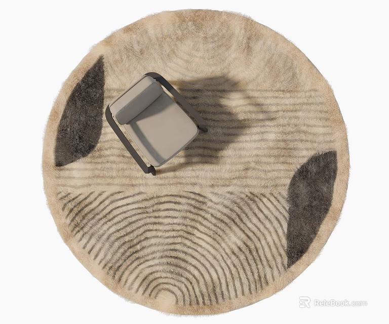Round Rug With Natural Circular Patterns And Neutral Tones For Home Decor 3d model 