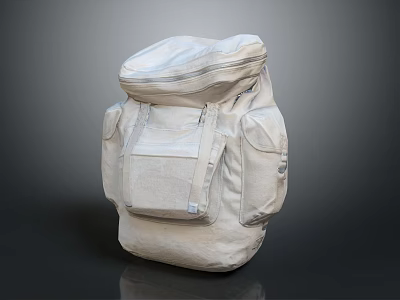 White Canvas Backpack With Multiple Pockets Adjustable Straps And Durable Design 3d model