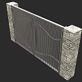 Contemporary Double Metal Gate With Wave Design And Stone Sides