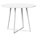 Round White Marble Tabletop With Gold Metal Geometric Stand Design