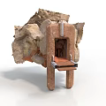 Rustic Brick And Stone Structure With Small Opening And Support Legs
