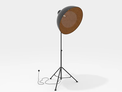 Modern Floor Lamp With Black Tripod Stand And Brown Shade Design 3d model