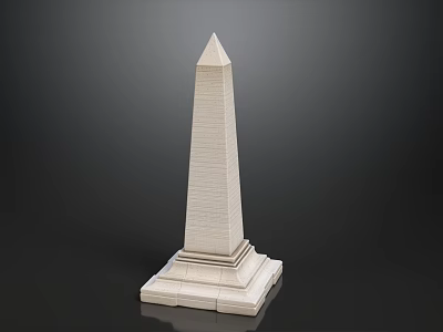 White Stone Obelisk Model With Square Base On Black Background 3d model