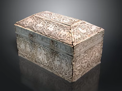 Ornate Carved Decorative Storage Box With Intricate Patterns And Vintage Design Style 3d model