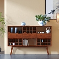 New Chinese Style-Silent Style Solid Wood Tea Set Storage Cabinet Side Cabinet Entrance Cabinet 3d model