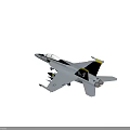 Gray Military Fighter Jet With Missiles On Wings Yellow Tail Fins US Insignia
