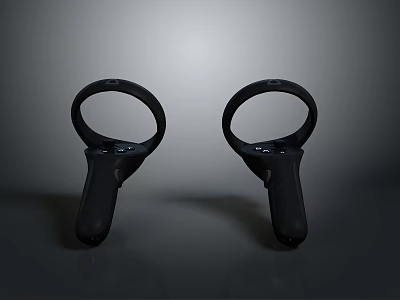 Two Black Ergonomic Wireless PC VR Controllers For Immersive Gaming Experience 3d model