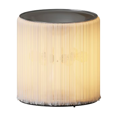 Modern Floor Lamp With Fringe Design Cylindrical Fabric Shade And Warm Illumination 3d model