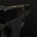 Tactical Black Handgun With Textured Grip Magazine And Bullets Display Setup
