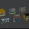 Colorful Miniature Food Stall Models With Various Designs And Detailed Decorations