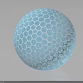 Blue Sphere With Hexagonal Pattern On Black Background And Reflection 3d model