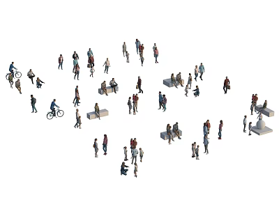 Diverse Group of People Outdoor Activities Bicycling Sitting Standing and Socializing 3d model