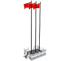 Elegant National Flag Display On White Stone Pedestal With Railing And Flagpoles