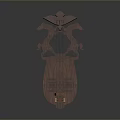 Handcrafted Wooden Harp With Carved Eagle Horses And Mask Design
