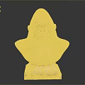 Artistic Golden Gorilla Bust Sculpture With Detailed Texture On Square Base