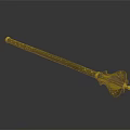 Decorative Ancient Weapon Staff With Elaborate Carved Patterns And Golden Accents