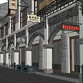 Traditional Commercial Street Featuring Vintage Shop Facades And Cobblestone Walkway