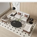 Modern Sofa Coffee Table Combination Multi-person Sofa Floor Lamp Coffee Table Single Sofa 3d model