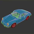 Blue Vintage Sports Car With Shiny Exterior And Classic Design 3D Render