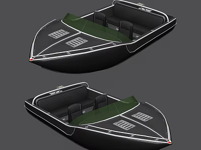 Modern Black Yacht With Green Accents And Stylish Design Elements 3d model