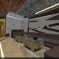 Modern KTV Interior Design With Stylish Sofa Seating Ambient Lighting And Tables