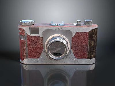 Vintage Electronic Camera Device With Retro Leather Cover And Classic Metal Body 3d model