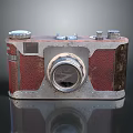Vintage Electronic Camera Device With Retro Leather Cover And Classic Metal Body