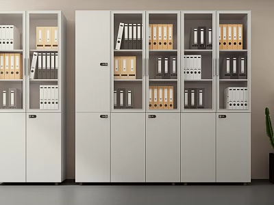 Modern White File Cabinets With Organized Folders And Office Binders 3d model