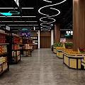 Supermarket Grocery Leisure Food Section with Various Packaged Snacks Neatly Displayed on Shelves