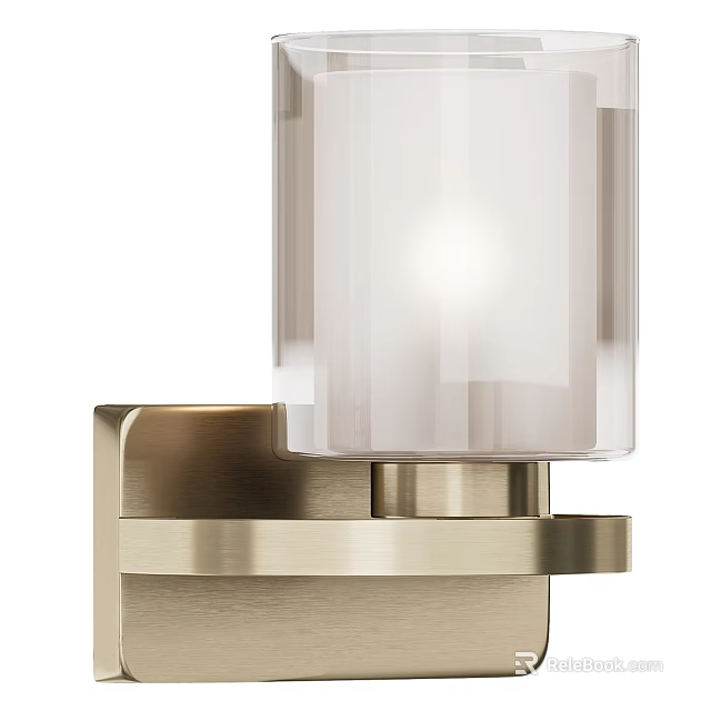 Modern Brass Wall Sconce with Clear Glass Shade and Contemporary Design 3d model 