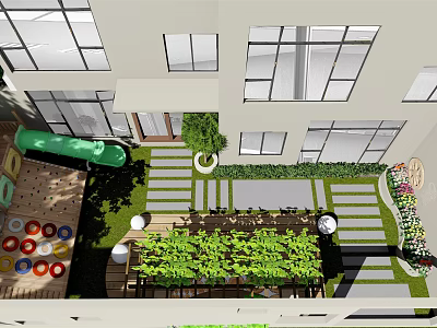 Garden Landscape Design With Neat Pathways Green Plants And Decorative Layout 3d model
