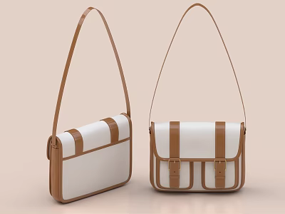 White And Brown Crossbody Bags With Shoulder Straps And Double Pockets Design 3d model White And Brown Crossbody Bags With Shoulder Straps And Double Pockets Design 3d model